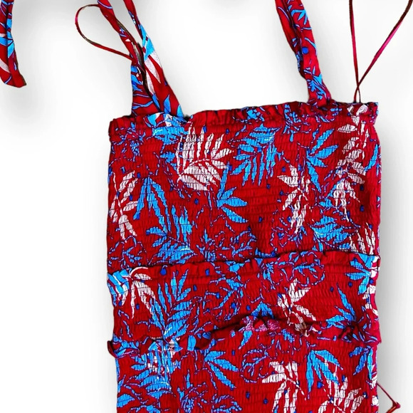 Lost + Wander Still On Vacay Mini Dress Red Sleeveless Size XS Tropical Print - Picture 8 of 15